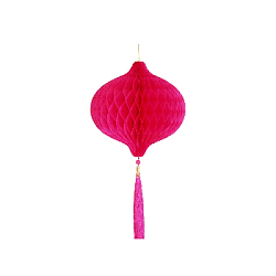 Бумажное украшение Шар-соты с кисточкой 20 см, малиновый